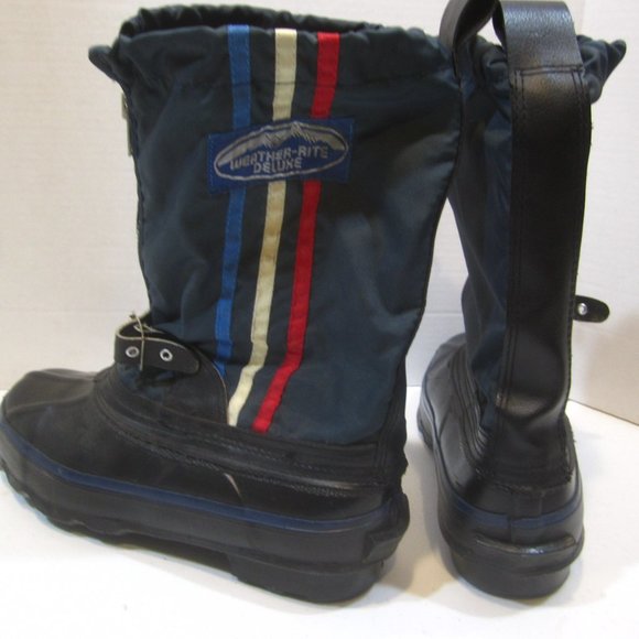WeatherRite Leather Rubber Navy Steel Toe Boots 8 main image 5